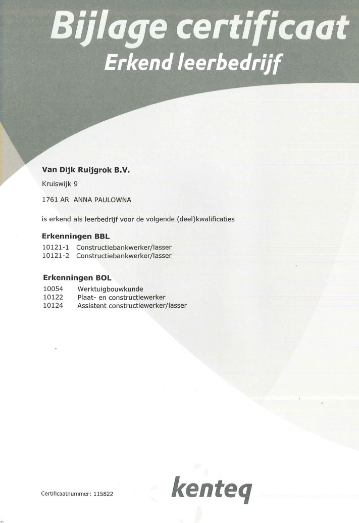 Certificaat Erkend Leerbedrijf